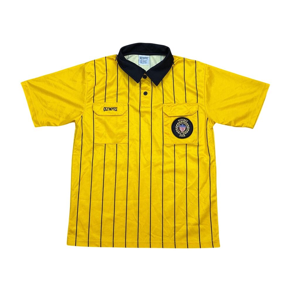 Vintage 2004 Olympus Polo Small Yellow shirt Referee soccer federation patch